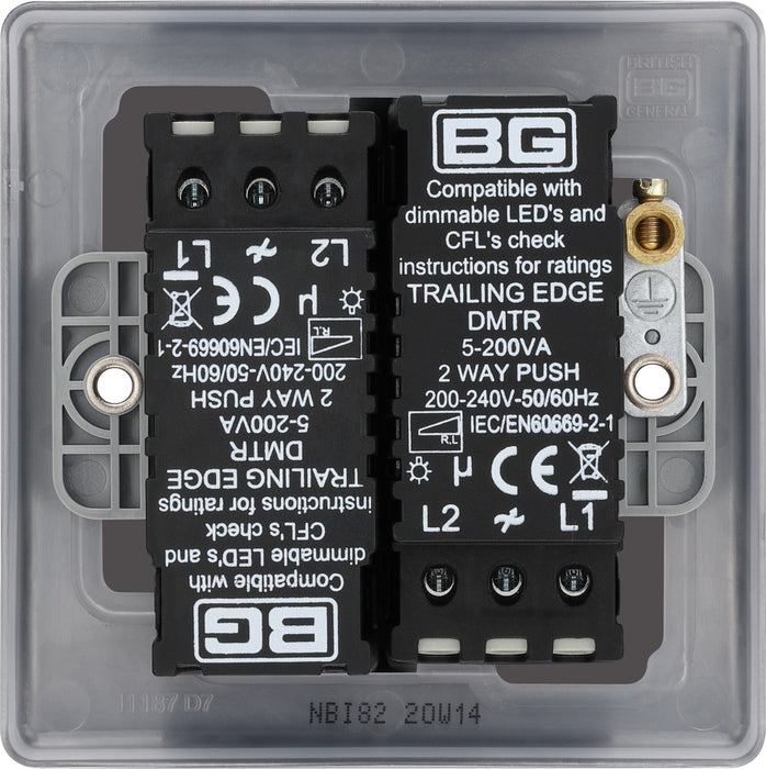 BG NBI82P Nexus Metal 2-Way Double Leading Edge Dimmer Push On/Off - Brushed Iridium - westbasedirect.com