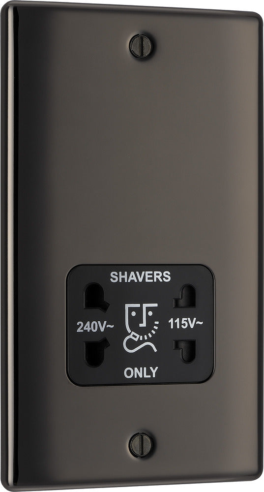 NBN20B Nexus Metal Dual Voltage Shaver Socket Nickel