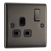 BG NBN21Bx10 Nexus Metal Single Socket 13A - Black Insert - Black Nickel (10 Pack)
