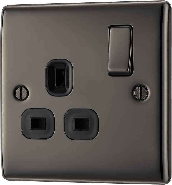 BG NBN21B Nexus Metal Single Socket 13A - Black Insert - Black Nickel (5 Pack) - westbasedirect.com