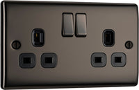 BG NBN22Bx10 Nexus Metal Double Socket 13A - Black Insert - Black Nickel (10 Pack)