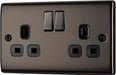 BG NBN22B Nexus Metal Double Socket 13A - Black Insert - Black Nickel - westbasedirect.com