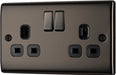 BG NBN22B Nexus Metal Double Socket 13A - Black Insert - Black Nickel (10 Pack) - westbasedirect.com