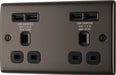 BG NBN24U44B Nexus Metal Double Socket + 4x USB - Black Insert - Black Nickel - westbasedirect.com