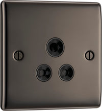 BG NBN29B Nexus Metal Unswitched Round Pin Socket 5A - Black Insert - Black Nickel