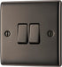 BG NBN42 Nexus Metal Double Light Switch 10A - Black Nickel (10 Pack) - westbasedirect.com