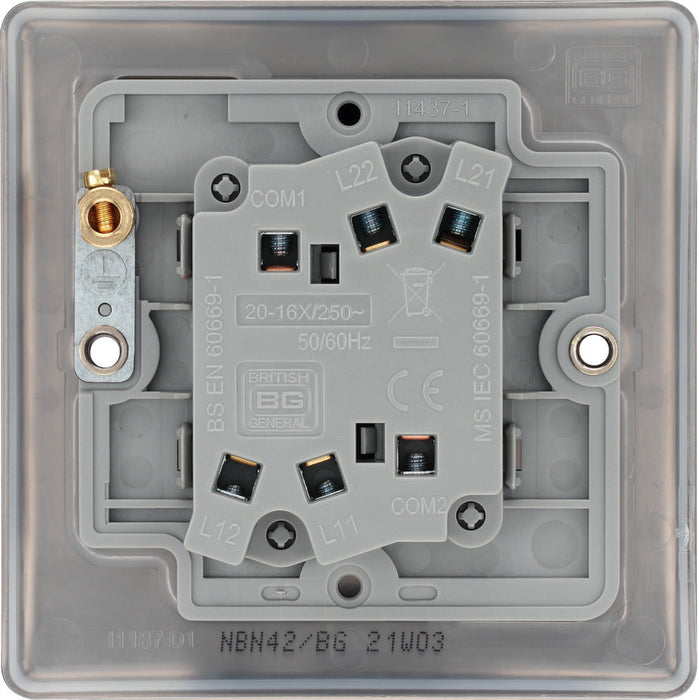 BG NBN42 Nexus Metal Double Light Switch 10A - Black Nickel (5 Pack) - westbasedirect.com