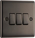 BG NBN43 Nexus Metal Triple Light Switch 10A - Black Nickel - westbasedirect.com