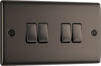 BG NBN44 Nexus Metal 20A 16AX 2 Way Quadruple Light Switch - Black Nickel