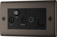 BG NBN68 Nexus Metal Triplex TV/FM/Sat Socket + Return & Tel. - Black Insert - Black Nickel - westbasedirect.com
