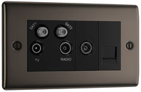 BG NBN69 Nexus Metal Quadplex TV FM SAT (x2) - Black Nickel