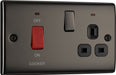 BG NBN70B Nexus Metal DP Cooker Unit + Socket & Neon - Black Insert - Black Nickel - westbasedirect.com