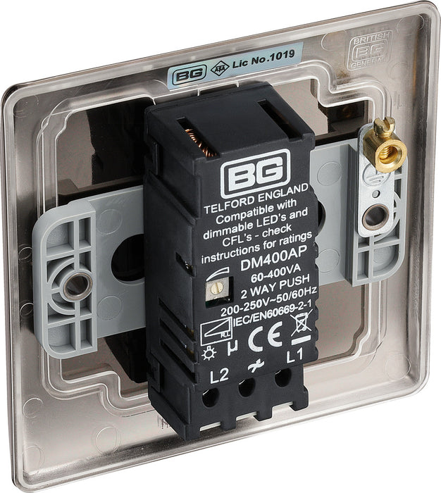 BG NBN81P Nexus Metal 2-Way Single Leading Edge Dimmer Push On/Off - Black Nickel - westbasedirect.com