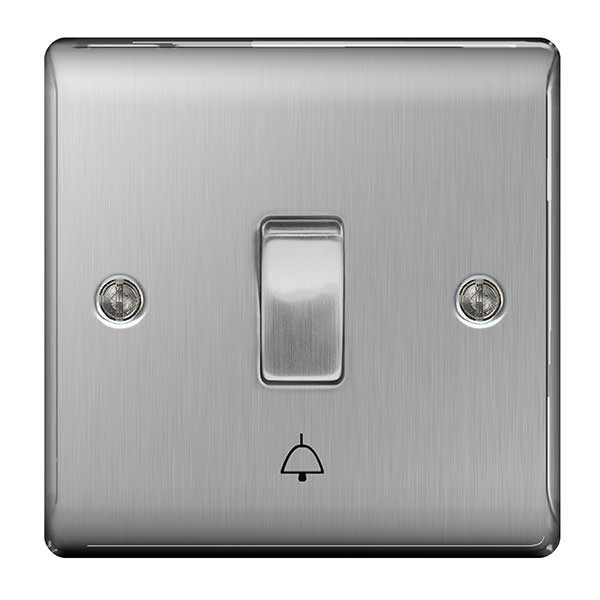 BG NBS14 Nexus Metal Single Bell Push Switch 10A - Brushed Steel ...