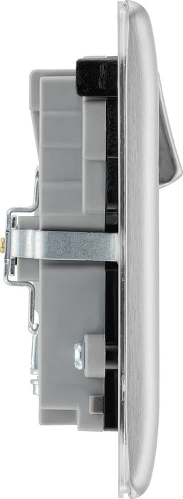 BG NBS22U3B Nexus Metal Double Socket + 2x USB(3.1A) /Black Insert - Brushed Steel (5 Pack) - westbasedirect.com