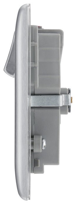 BG NBS22U3G Nexus Metal Double Socket + 2x USB(3.1A) - Grey Insert - Brushed Steel (10 Pack) - westbasedirect.com