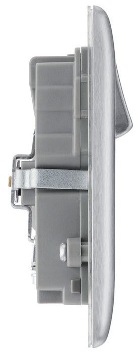 BG NBS22U3G Nexus Metal Double Socket + 2x USB(3.1A) - Grey Insert - Brushed Steel (5 Pack) - westbasedirect.com