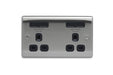 BG NBS24U44B Nexus Metal Double Socket + 4x USB /Black Insert - Brushed Steel - westbasedirect.com