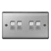 BG NBS44 Nexus Metal Quad Light Switch 10A - Brushed Steel - westbasedirect.com