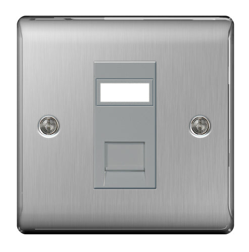 NBSRJ451 Nexus Metal RJ45 Single Data Outlet Socket Brushed Steel