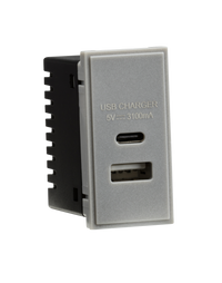 Knightsbridge NETUSBCGY Dual USB Charger (3.1A) Module 25x50mm - Grey