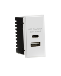 Knightsbridge NETUSBCWH Dual USB Charger (3.1A) Module 25x50mm - White