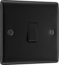 BG NFB12x5 Nexus Metal 20A 16AX 2 Way Single Light Switch - Matt Black + Black Rocker (5 Pack)