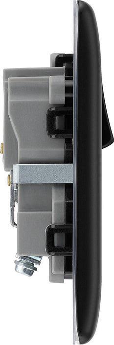 BG NFB21B Nexus Metal Single Socket 13A  - Black Insert - Matt Black + Black Rocker (5 Pack) - westbasedirect.com