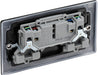 BG NFB22B Nexus Metal Double Socket 13A - Black Insert - Matt Black + Black Rocker (5 Pack) - westbasedirect.com