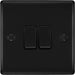 BG NFB42 Nexus Metal Double Light Switch 10A - Matt Black + Black Rocker (5 Pack) - westbasedirect.com