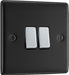 BG NMB42 Nexus Metal Double Light Switch 10A - Matt Black - westbasedirect.com