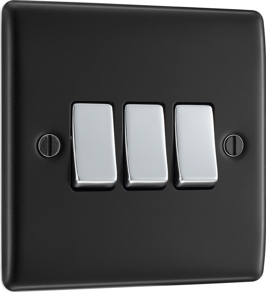 NMB43 Nexus Metal Triple Light Switch Matt