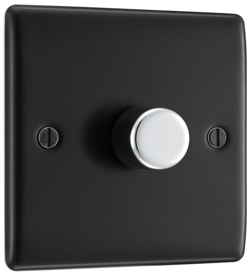 BG NMB81P Nexus Metal 2-Way Single Leading Edge Dimmer Push On/Off - Matt Black - westbasedirect.com