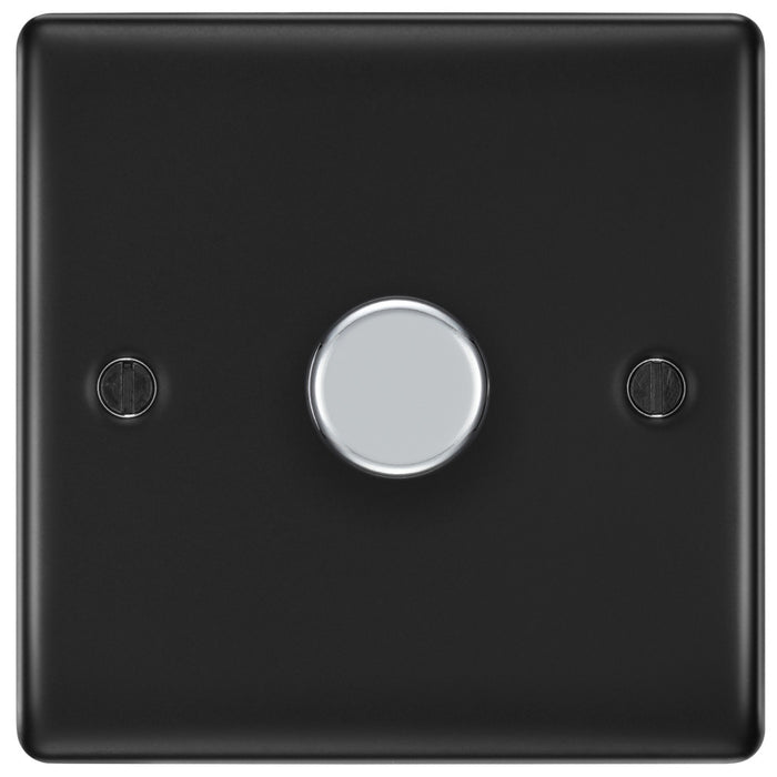 BG NMB81P Nexus Metal 2-Way Single Leading Edge Dimmer Push On/Off - Matt Black - westbasedirect.com