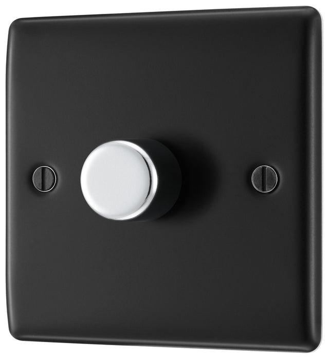 BG NMB81P Nexus Metal 2-Way Single Leading Edge Dimmer Push On/Off - Matt Black - westbasedirect.com