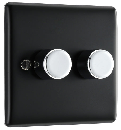 BG NMB82 Nexus Metal 2-Way Double Trailing Edge Dimmer Push On/Off - Matt Black - westbasedirect.com