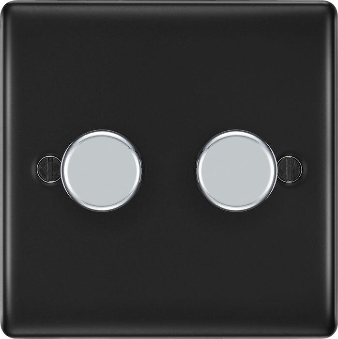 BG NMB82P Nexus Metal 2-Way Double Leading Edge Dimmer Push On/Off - Matt Black - westbasedirect.com