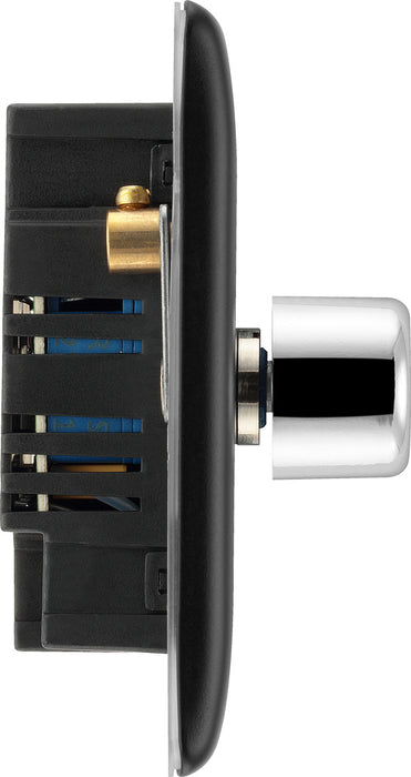 BG NMB82P Nexus Metal 2-Way Double Leading Edge Dimmer Push On/Off - Matt Black - westbasedirect.com