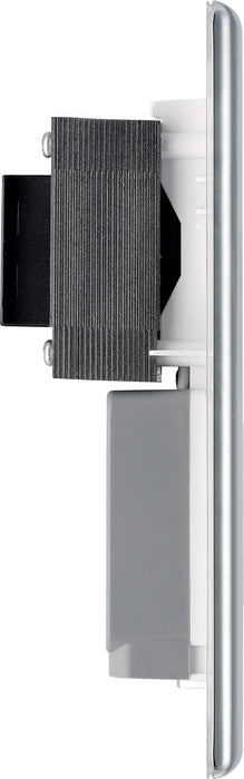 BG NPC20W Nexus Metal Dual Voltage Shaver Socket - White Insert - Polished Chrome - westbasedirect.com