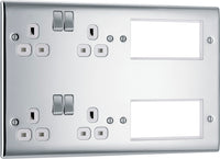 BG NPC222EM8W Nexus Metal 2x 2G Socket 13A + 2x 4 Module Aperture - White Insert - Polished Chrome