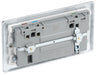 BG NPC22U3W Nexus Metal Double Socket + 2x USB - White Insert - Polished Chrome - westbasedirect.com