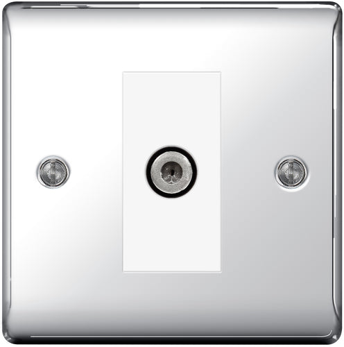 NPC64 Nexus Metal 1 Gang Satellite Socket Polished Chrome