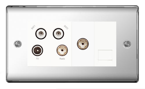 NPC69 Nexus Metal Quadplex TV FM SAT Polished Chrome