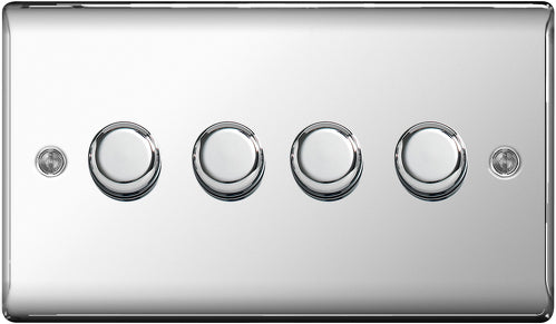 NPC84P Nexus Metal 2 Way Quad Leading Edge Dimmer Push On Off Polished Chrome