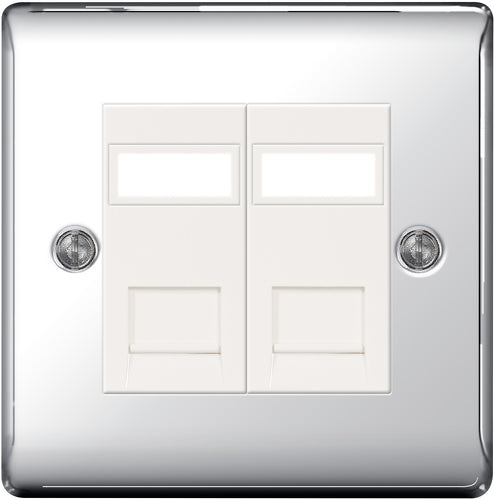 NPCRJ452 Nexus Metal RJ45 Double Data Outlet Socket Polished Chrome