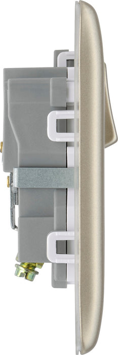 BG NPR21W Nexus Metal Single Socket 13A /White Insert - Pearl Nickel - westbasedirect.com
