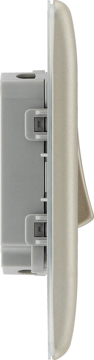 BG NPR42 Nexus Metal Double Light Switch 10A - Pearl Nickel - westbasedirect.com