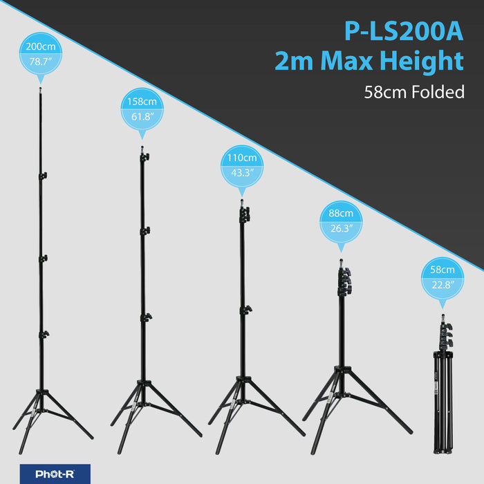 Phot-R LS200A 2m Light Stand - westbasedirect.com