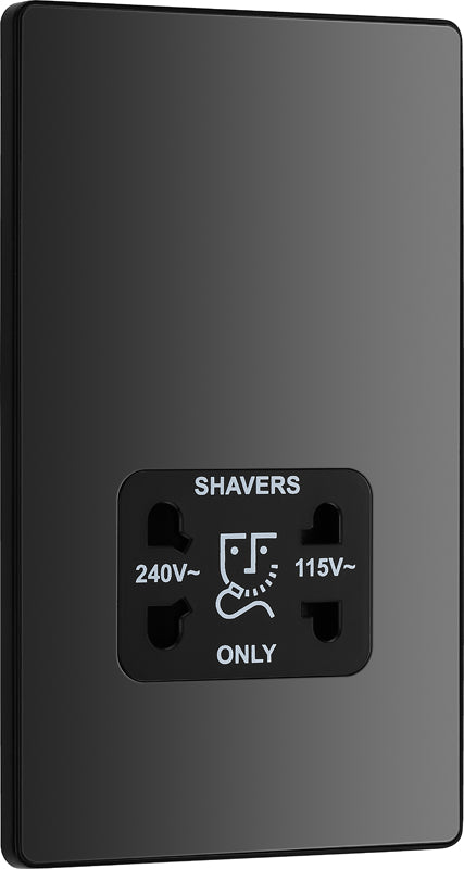 BG Evolve PCDBC20B 115/240V Dual Voltage Shaver Socket - Black Chrome (Black) - westbasedirect.com