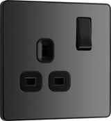 BG Evolve PCDBC21B 13A Single Switched Power Socket - Black Chrome (Black) - westbasedirect.com